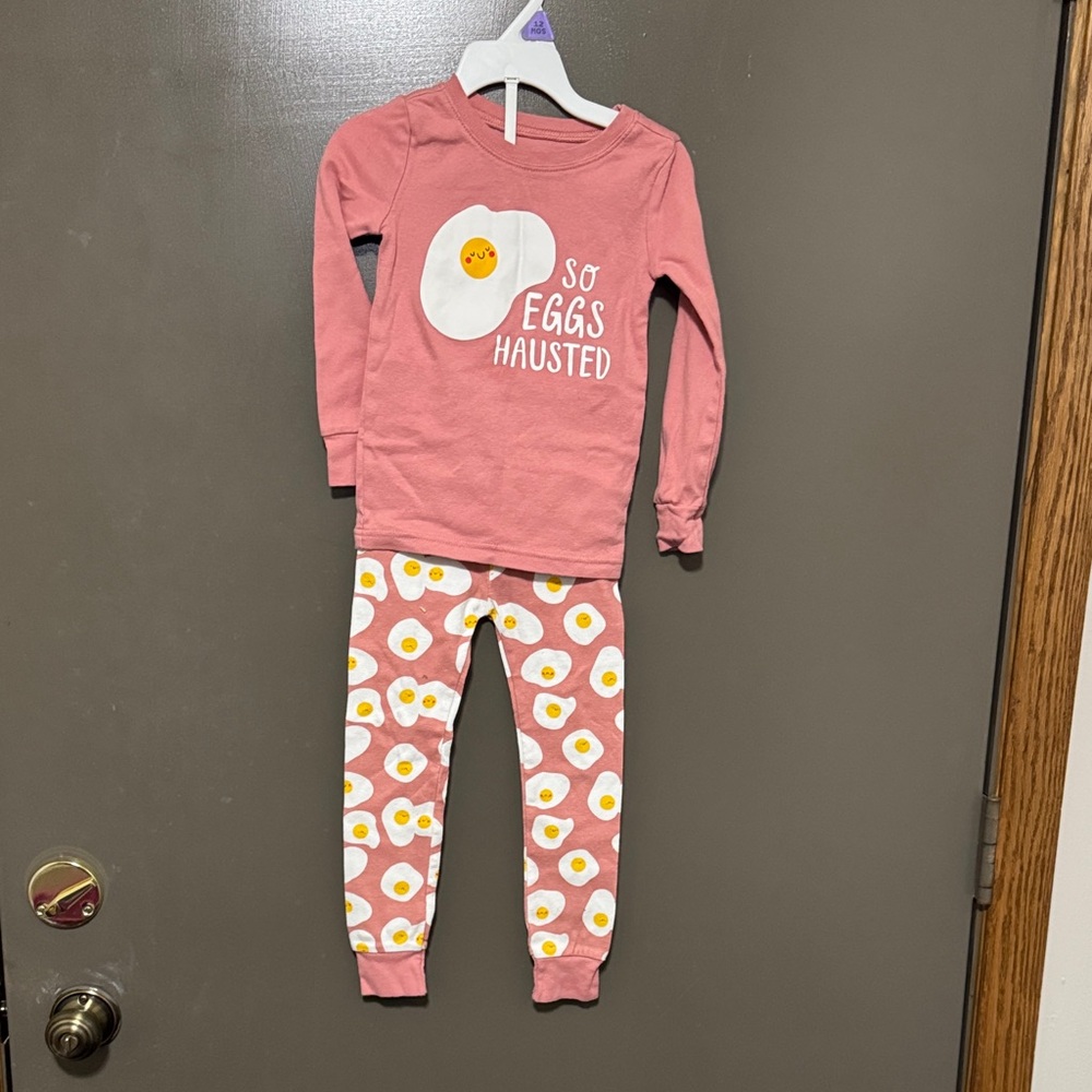 Old Navy Kids Pajama Set in Pink with Egg Design